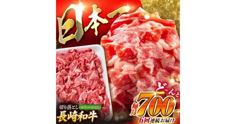 【ふるさと納税】【全6回定期便】長崎和牛 バラ・もも 切り落とし 計4.2kg (約700g×6回) 肉 お肉 牛肉 赤身 和牛 切り落とし バラ もも 東彼杵町/黒牛 [BBU018]