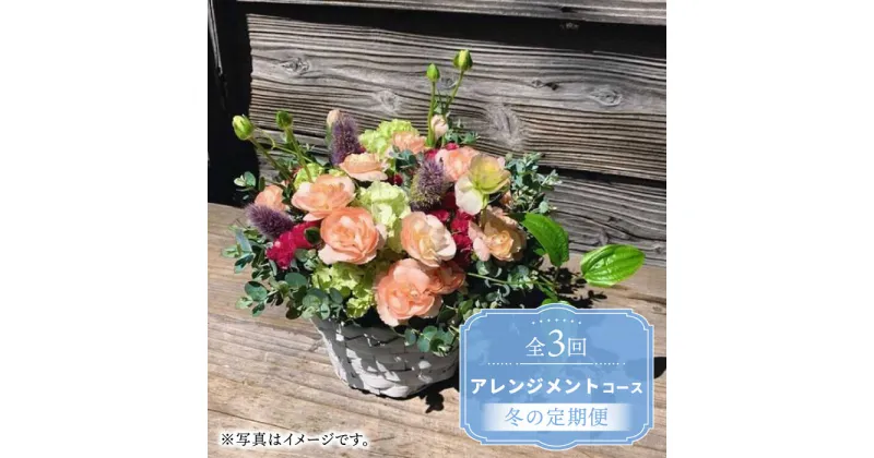 【ふるさと納税】【木造駅舎にあるお花屋さん】（3回定期便）冬の定期便 アレンジメントコース【ミドリブ】/花 生花 インテリア 雑貨 ギフト 贈答 [BBR015]