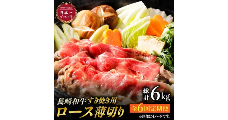 【ふるさと納税】【6回定期便】ロース薄切り (すき焼き用 / 500g×2) 計6kg ローススライス すきやき 霜降り すき焼き肉 赤身 和牛 牛肉 東彼杵町/有限会社大川ストアー [BAJ053]