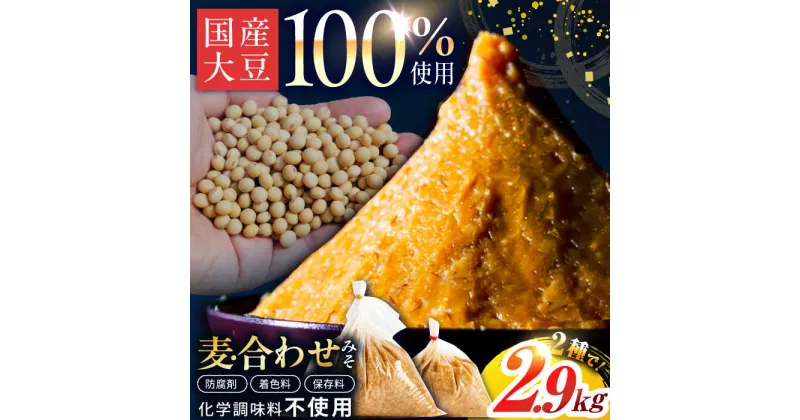 【ふるさと納税】【原材料国産】麦みそ2kg＆合わせみそ900g 手作り 減塩 みそ 味噌 麦みそ 合わせみそ 九州 こうじ 麹 麦麹 調味料 味噌汁 みそ汁 東彼杵町/有限会社大渡商店[BAA014]