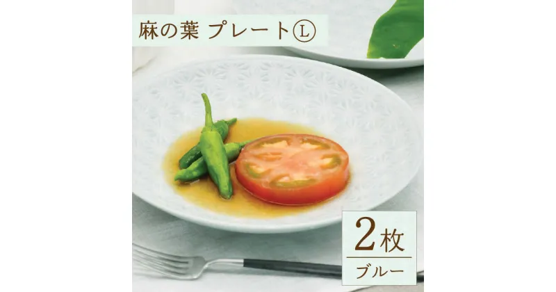 【ふるさと納税】【波佐見焼】麻の葉 ブルー プレート Lサイズ 2枚 / 21cm パスタ皿 カレー皿 オシャレ おしゃれ お洒落 焼き物 焼物 工芸品 波佐見 食器 モダン かわいい ギフト【聖栄陶器】 [OAR004]