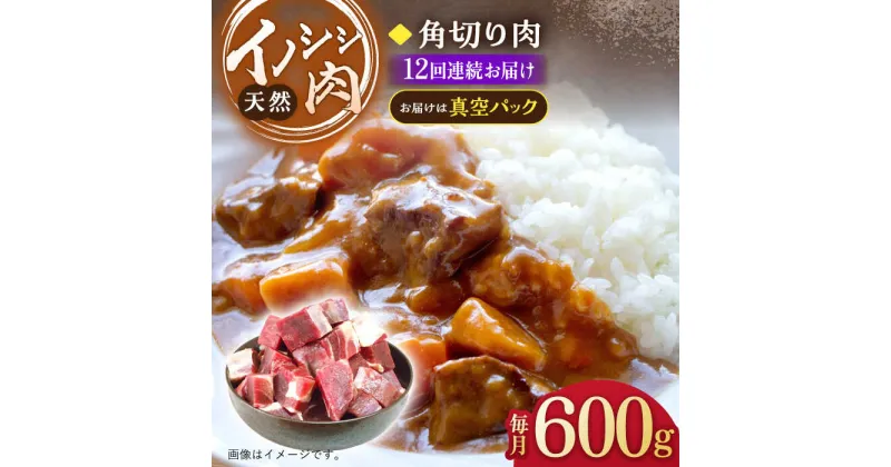 【ふるさと納税】【12回定期便】ジビエ 天然 イノシシ肉 角切り肉 600g（カレー・シチュー）/ 猪 いのしし イノシシ 猪肉 お肉 精肉 冷凍 九州産 長崎県産【照本食肉加工所】 [OAJ046]