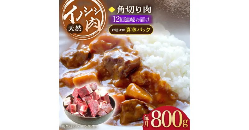 【ふるさと納税】【12回定期便】ジビエ 天然 イノシシ肉 角切り肉 800g（カレー・シチュー）/ 猪 いのしし イノシシ 猪肉 お肉 精肉 冷凍 九州産 長崎県産【照本食肉加工所】 [OAJ063]