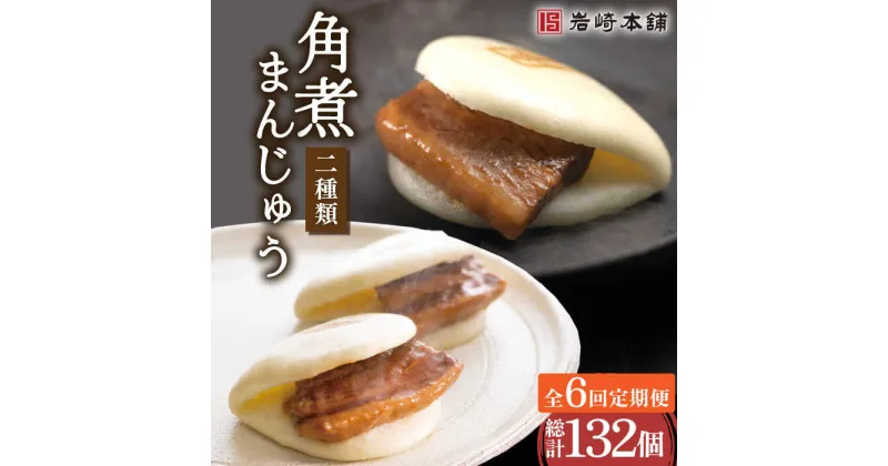 【ふるさと納税】【6回定期便】角煮 まんじゅう (12個)＆ 大とろ 角煮 まんじゅう (10個) 総計132個 / とろける 食感 がたまらない 長崎 名物 角煮まん 角煮 肉まん 豚まん おやつ おつまみ ギフト 贈答用 手土産 冬ギフト お歳暮【株式会社岩崎食品】 [OCT027]