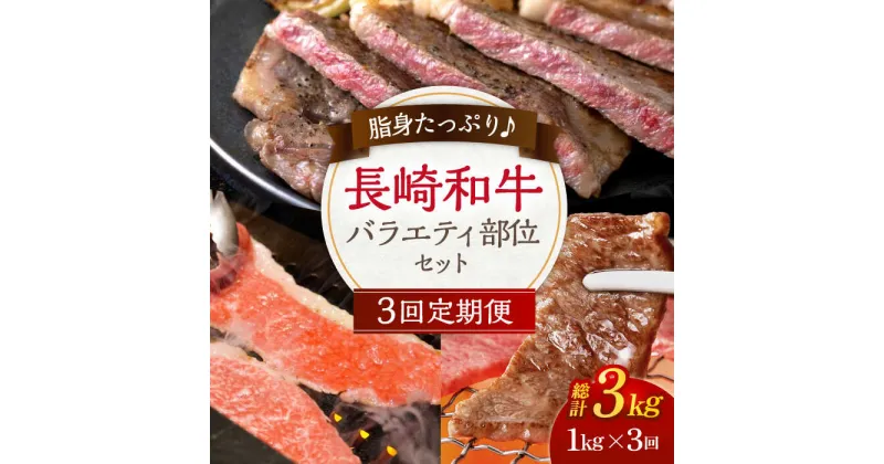 【ふるさと納税】【3回定期便】長崎和牛 バラエティセット 総計約3kg（1kg×3回）【川下精肉店】[OAA021] / 黒毛和牛 冷凍配送 もも肉 うで肉 焼肉 牛肉 冷凍 すき焼き用 すきやき用 しゃぶしゃぶ用 モモ ウデ 国産和牛 国産牛 お取り寄せ 贈答用 A4ランク以上 A5ランク相当